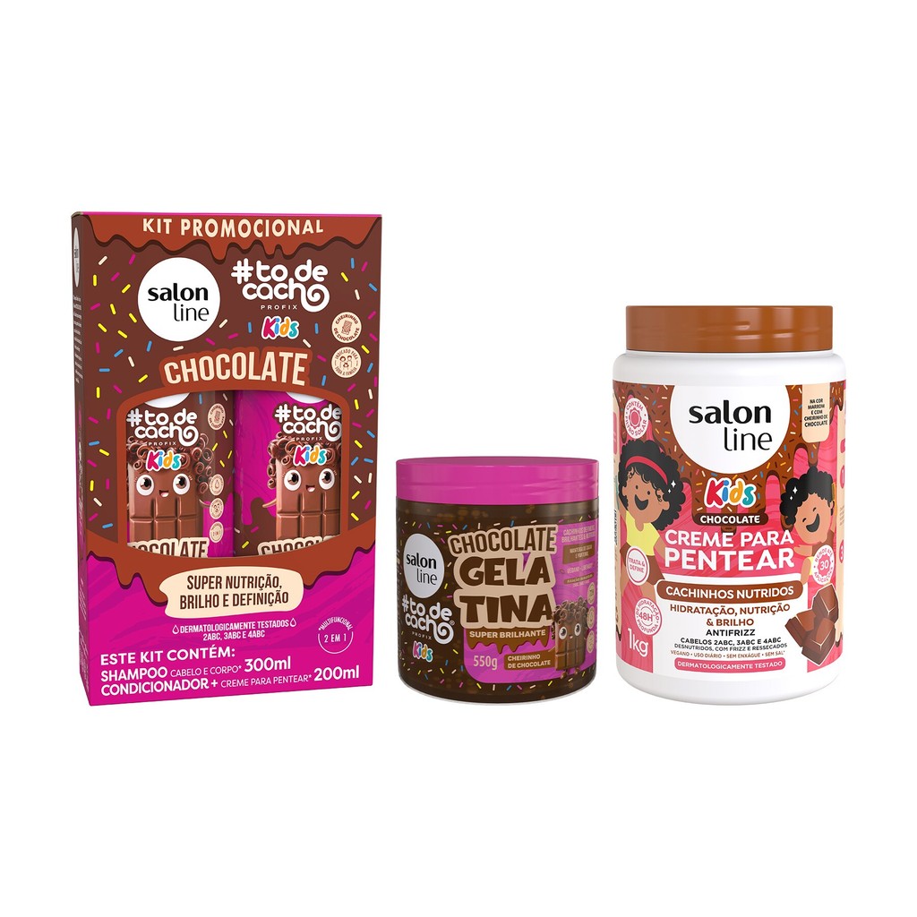 Kit Cabelinhos mais Brilhosos com Cheirinho de Chocolate - Mom & Baby