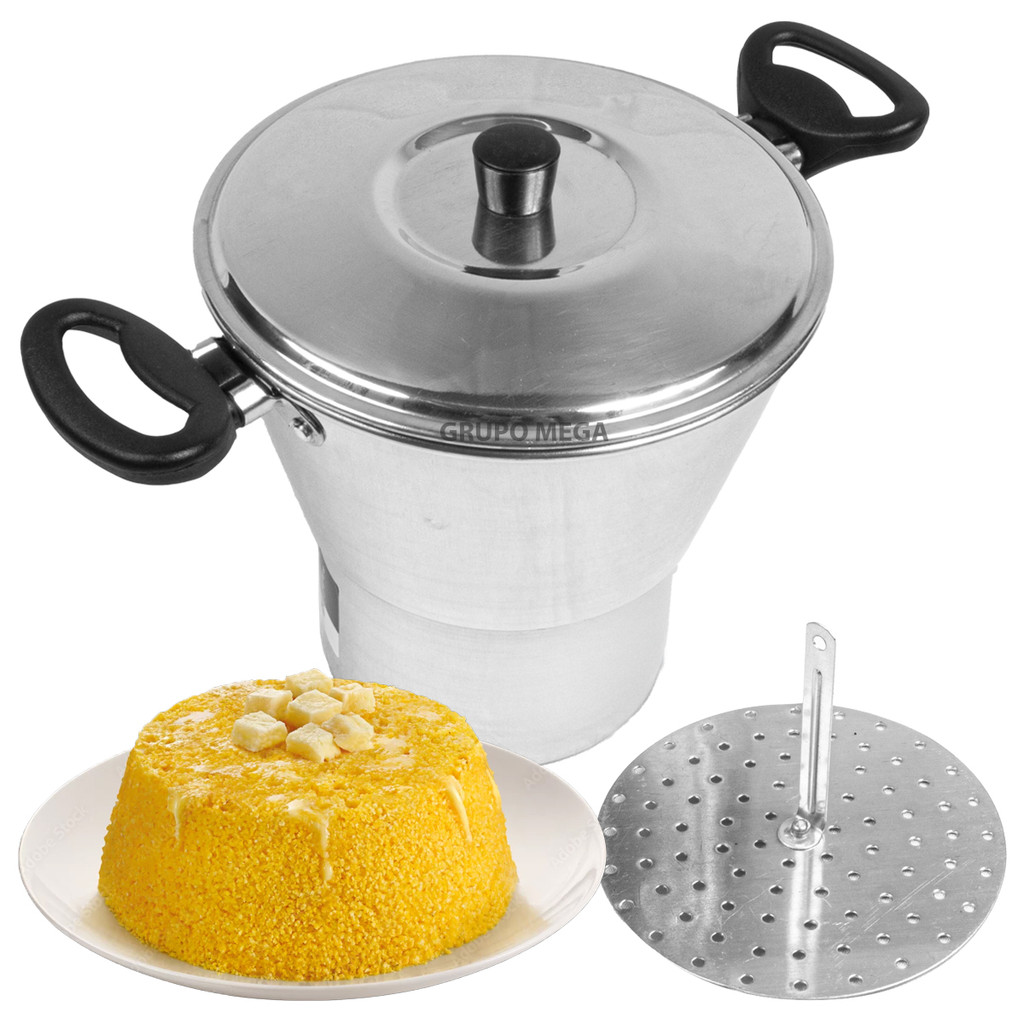 Cuscuzeira porção grande panela alumínio cozimento a vapor cuscuz nordestino tradicional cuscuzeiro