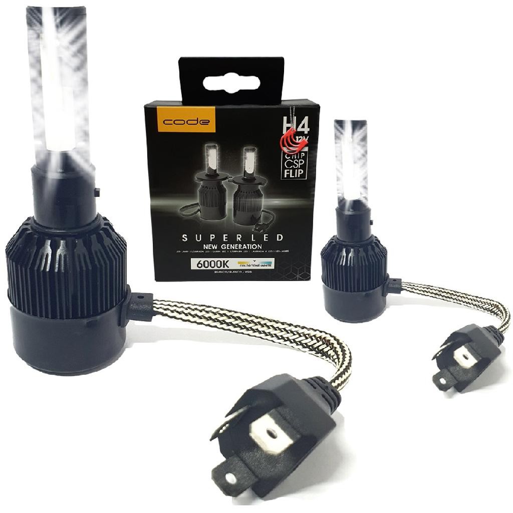 Kit Lampada Led Chip Csp Flip Ângulo de 360º 12v 6000k Encaixe H4 em Oferta na Shopee