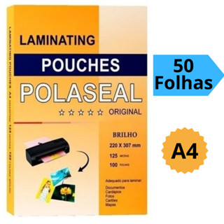 Polaseal Plástico Para Plastificação 50 Folhas A4 220x307 0.05 Plástico Com Brilho 125 Micras em Oferta na Shopee