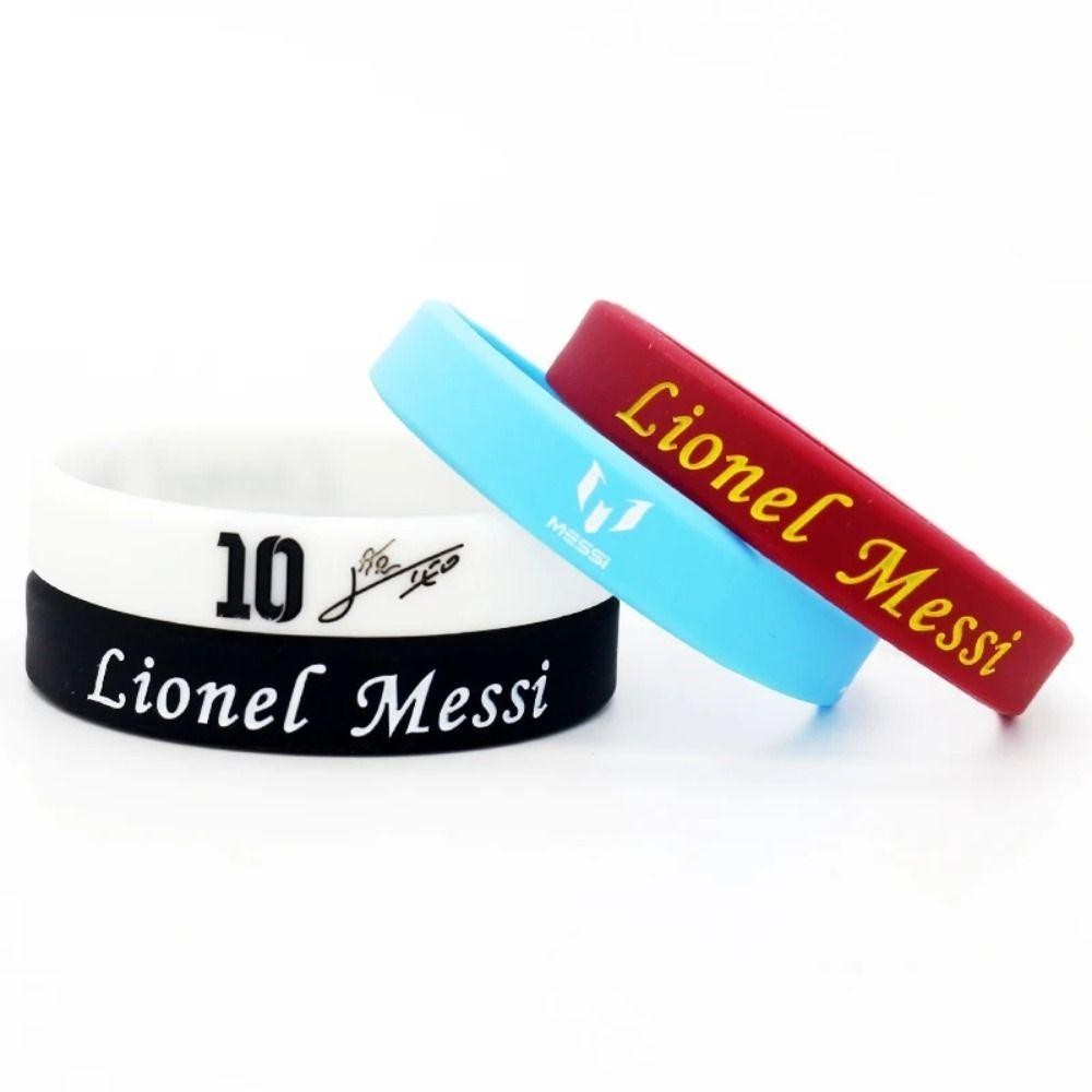 SOSFER 2 Peças De Pulseira De Silicone , Luminosa De Futebol Lionel Messi Elástica De Lembrança Esportiva