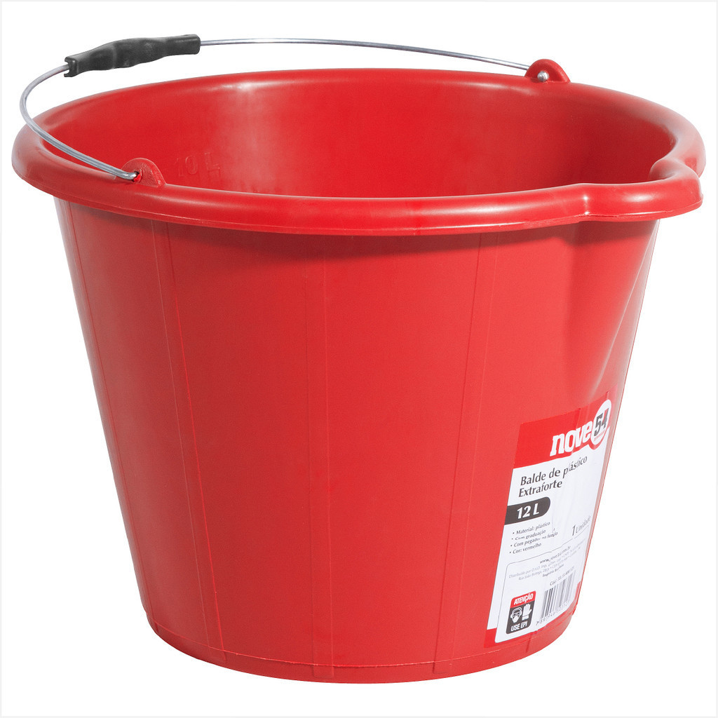 Balde de Plástico Extraforte 12 Litros com Bico Cor Vermelho - NOVE54 em Oferta na Shopee