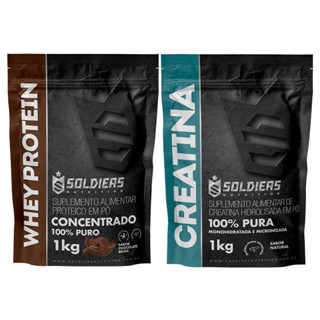 Kit: Whey Protein Concentrado 1kg + Creatina 1kg Soldiers Nutrition Força Performance em Oferta na Shopee