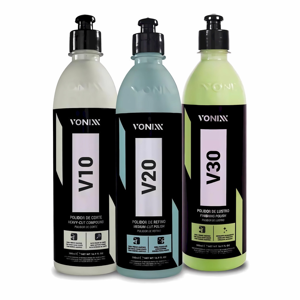 Kit de Polidores V10, V20 e V30 500ML Vonixx