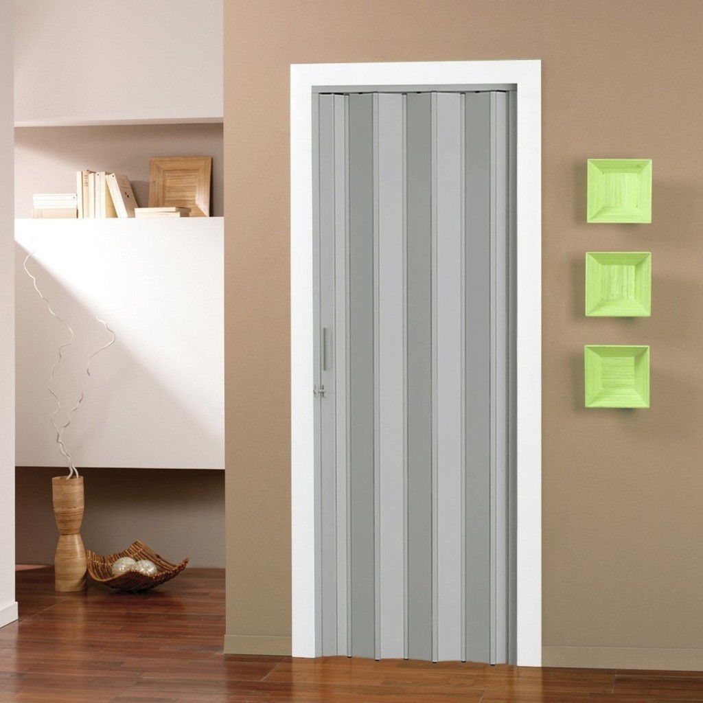 Porta Sanfonada de PVC 210x84cm PortaPronta BCF Cinza - Home & Living