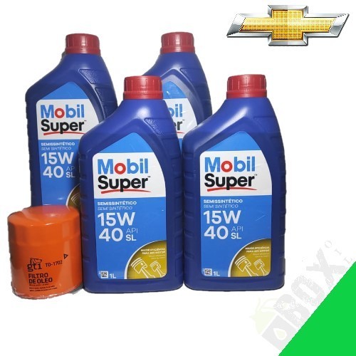 KIT TROCA DE ÓLEO GM 4 LITROS DE 15W40 MOBIL + FILTRO