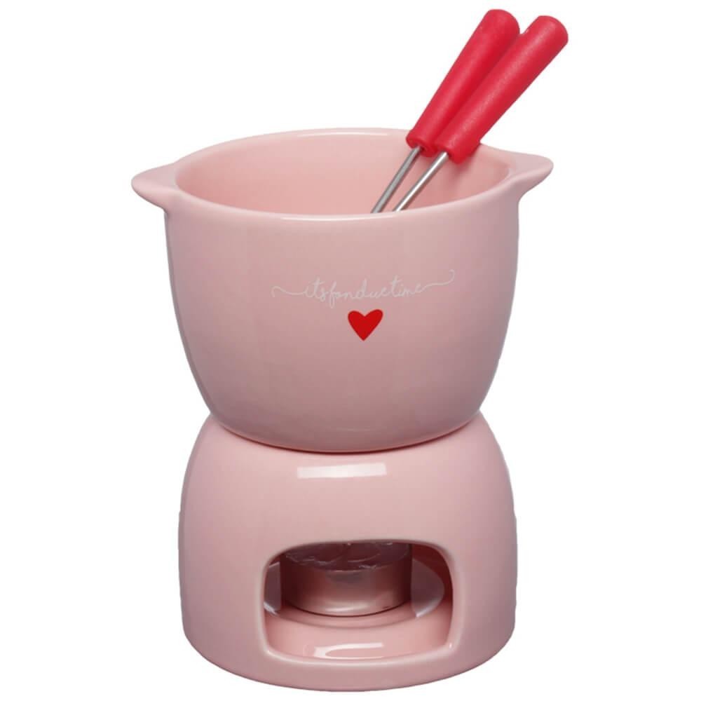 Aparelho De Fondue De Chocolate Em Cerâmica 5 Peças L'amour Rosa - Hauskraft - Home & Living