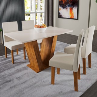 Mesa de Jantar 4 Lugares Felicity Venus Seda/Blonde/Nude - Viero Móveis em Oferta na Shopee