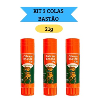 Kit 3 Colas em Bastão Escolar 21g  Escritório Artesanato Leo&Leo em Oferta na Shopee
