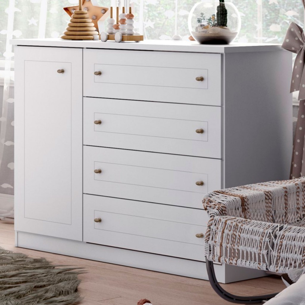 Cômoda Mississipi 1 Porta 4 Gavetas em Oferta na Shopee