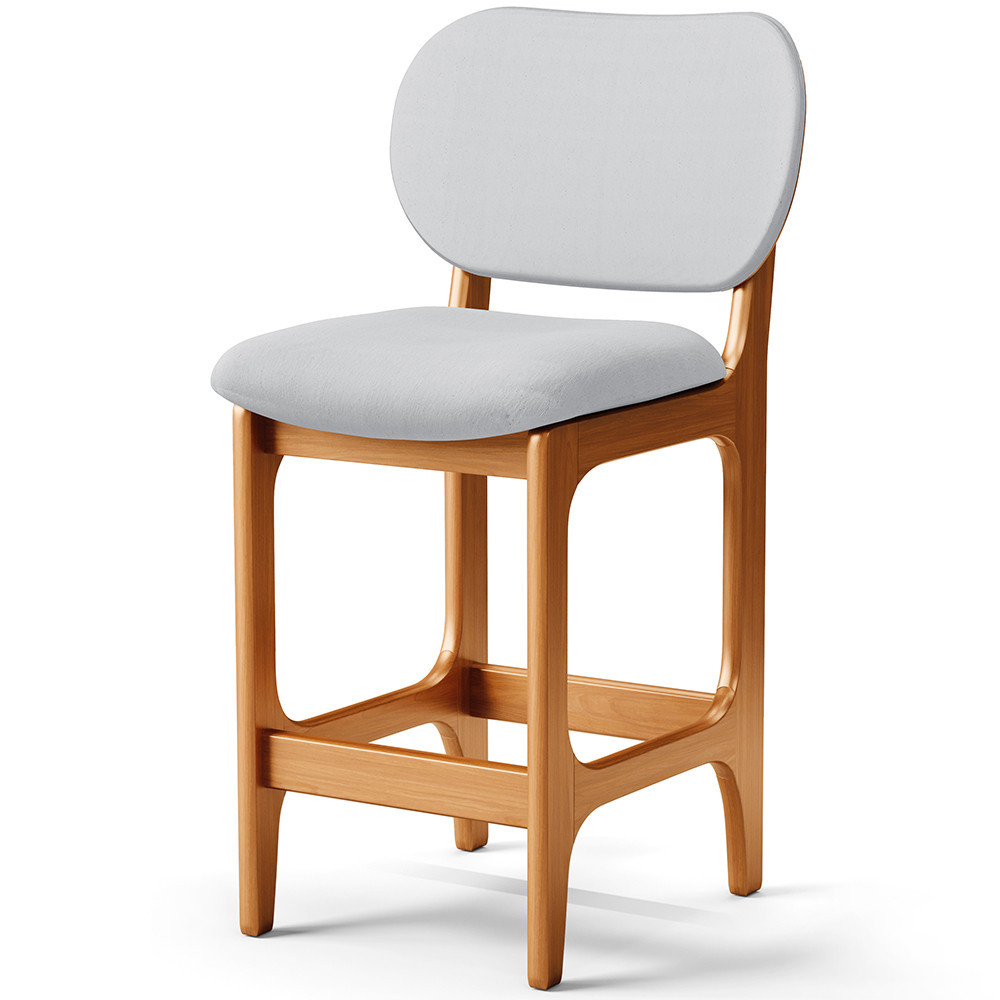 Banqueta Baixa Bar Cozinha E Sala De Jantar Fixa Betta L02 Imbuia Linho Cinza - Lyam Decor em Oferta na Shopee