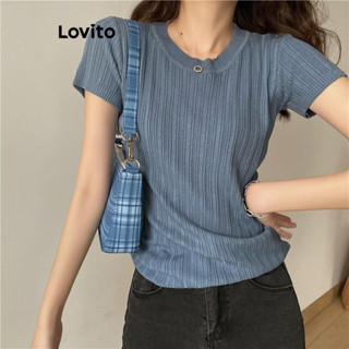 Lovito Casual Blusa Feminina Lisa de Tricô com Costura no Tecido LNE37346 (Cáqui/Branco/Rosa/Azul/Preto)