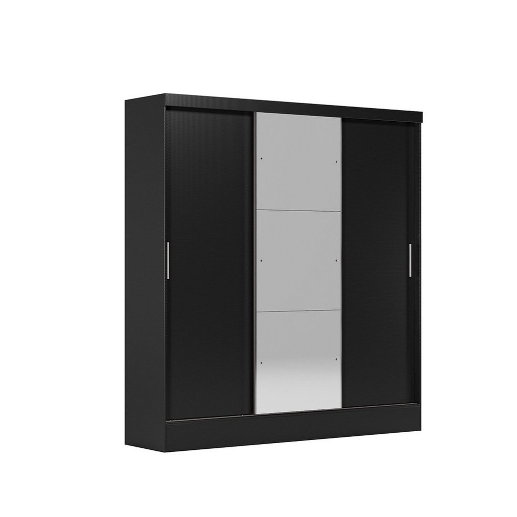 Detalhes do Guarda-roupa Casal 3 Portas Plata Preto/Amendola