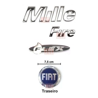 Emblemas Mille Fire Flex + Fiat Traseiro - 2006 À 2008 em Oferta na Shopee