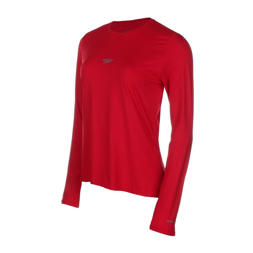 Camiseta Manga Longa proteção UV50 Feminina Speedo -  CHIC RED em Oferta na Shopee
