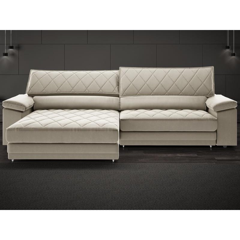 Sofá de Duplo Molejo com Carregador USB, Retrátil e Reclinável Valencia 2,10m Veludocristal Areia- NETSOFAS em Oferta na Shopee