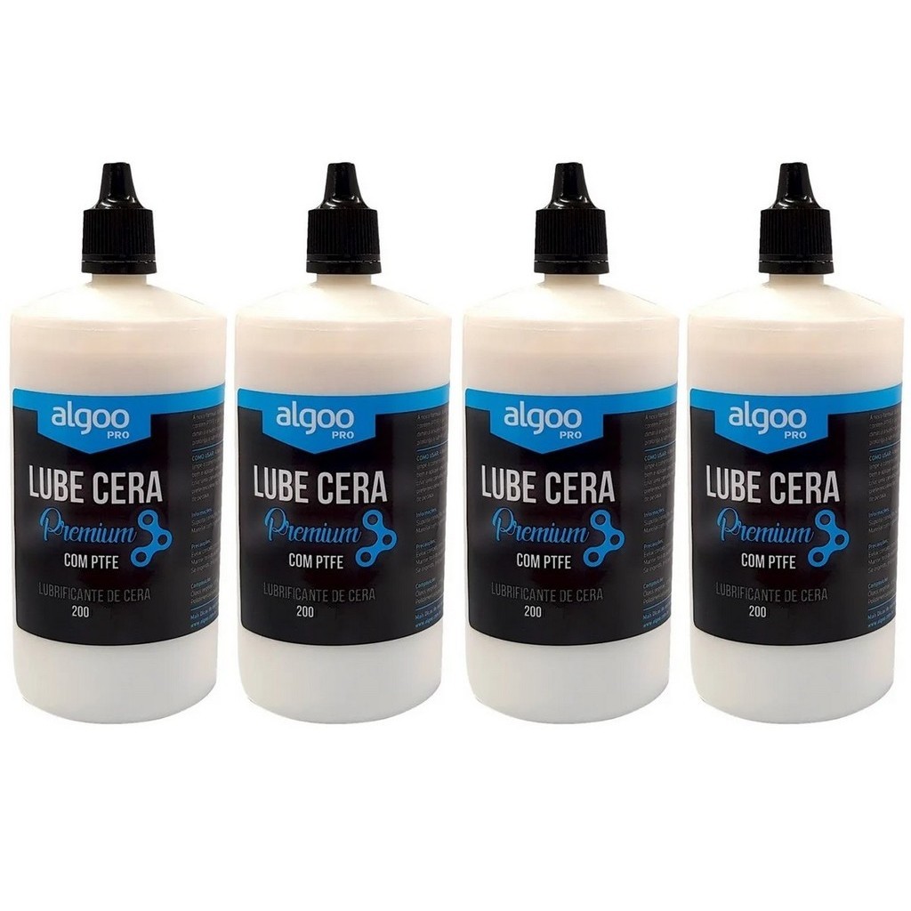 04 UND - LUBRIFICANTE ALGOO LUBE CERA PREMIUM C/ PTFE PARA CORRENTES – 200ml em Oferta na Shopee