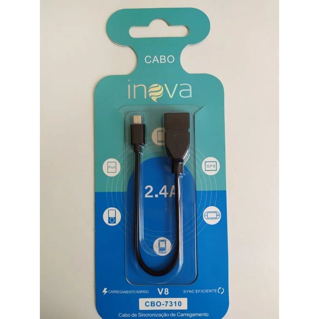 Cabo Otg Adaptador Micro Usb V8 Pendrive Tablet Celular INOVA CBO-7310
