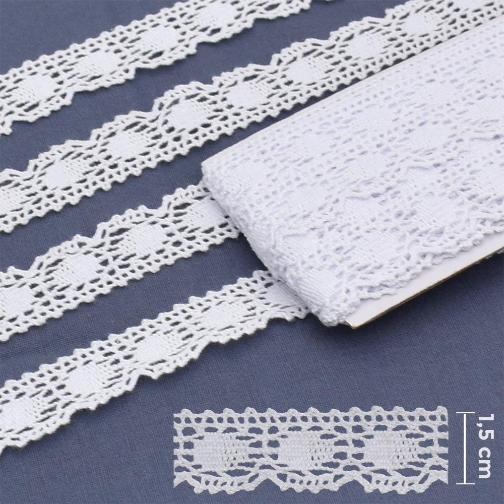 Renda de Algodão ArtePunto RA041 Branca 1,5cm - 10 Metros