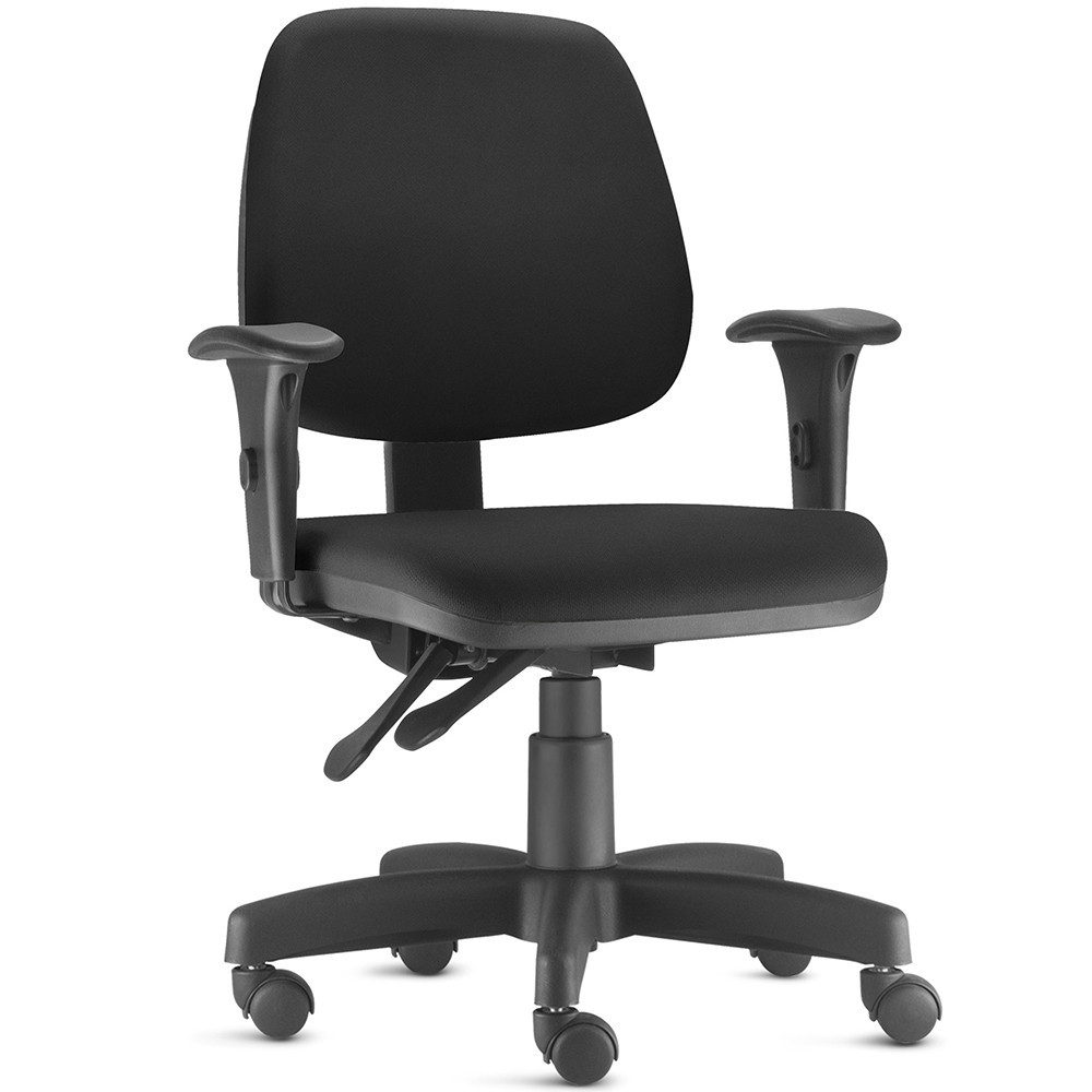 Cadeira Giratória Job L02 Executiva Ergonômica Escritório Tecido Crepe Preto - Lyam Decor em Oferta na Shopee