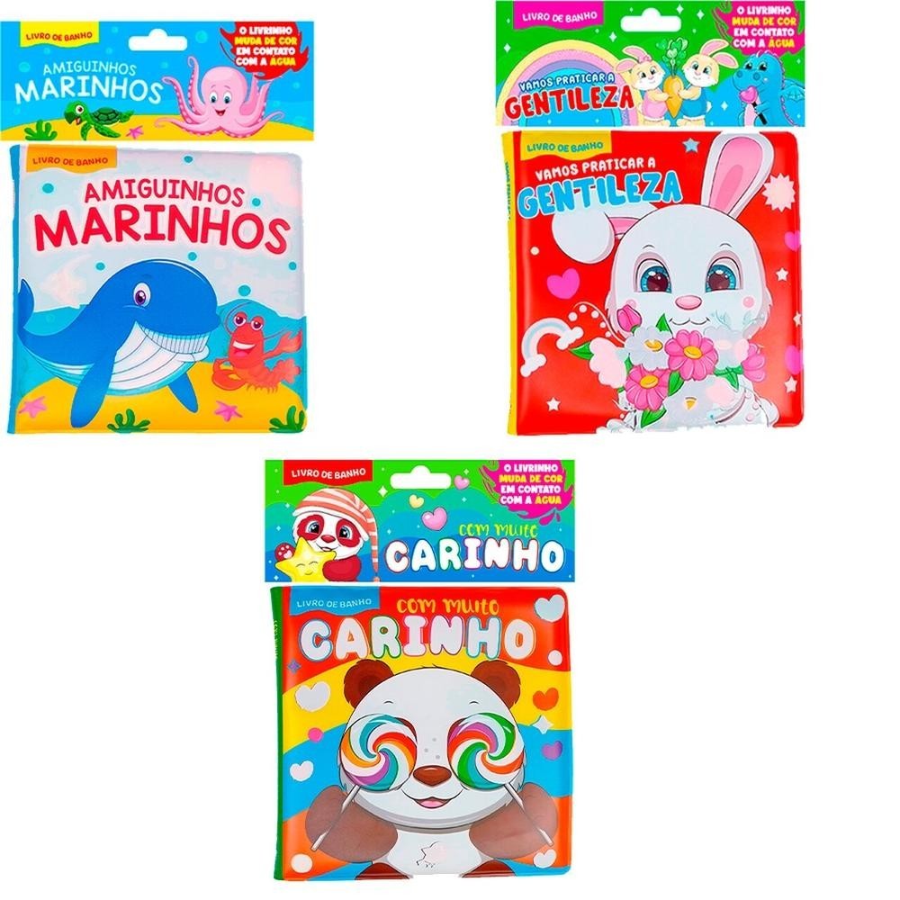 Coleção Banho Divertido 02 - Kit com 3 Livrinhos de Banho em Oferta na Shopee