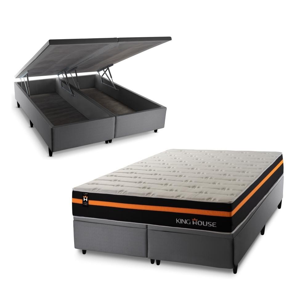 Conjunto Box Baú Sirius Preto 193x203x72 c/ Molas Ensacadas em Oferta na Shopee