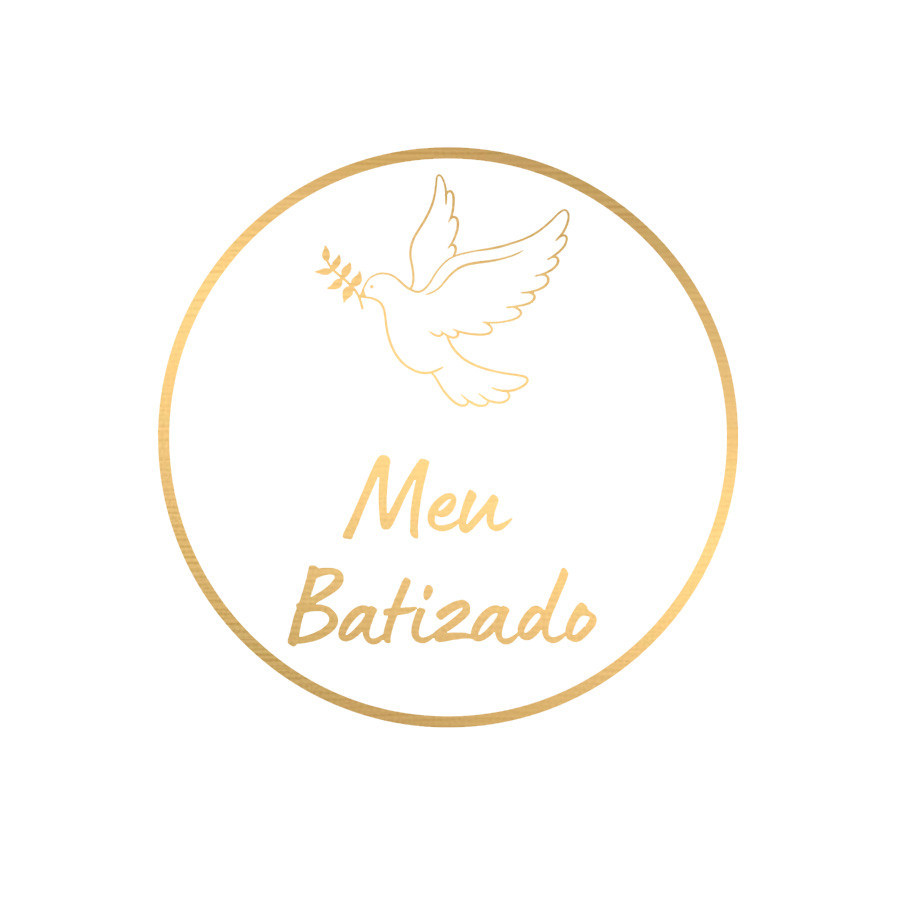 Adesivo "Meu Batizado" - Ref.2199 - Hot Stamping  - 30 unidades - Stickr - Rizzo - Stationery