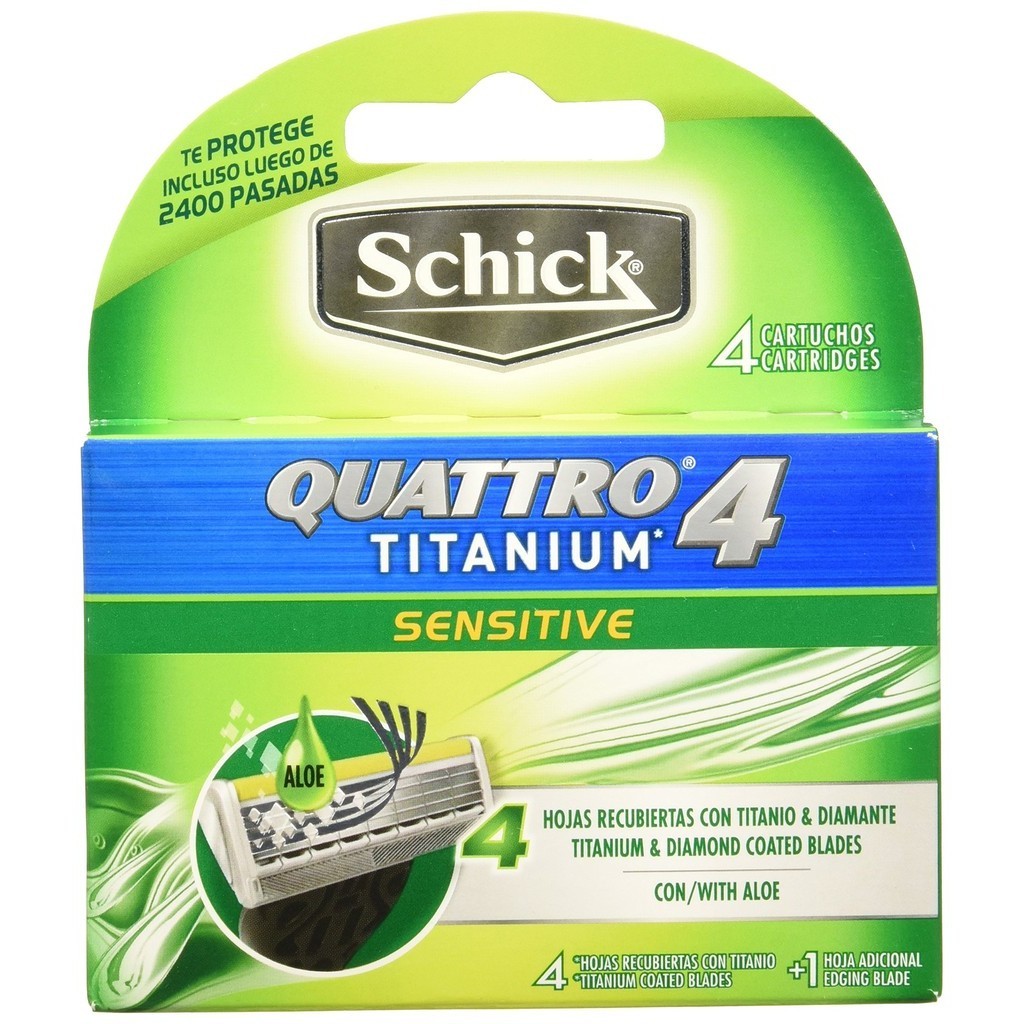Carga Schick Quattro 4 Titanium Cartucho C/ 4 Unidades Refil