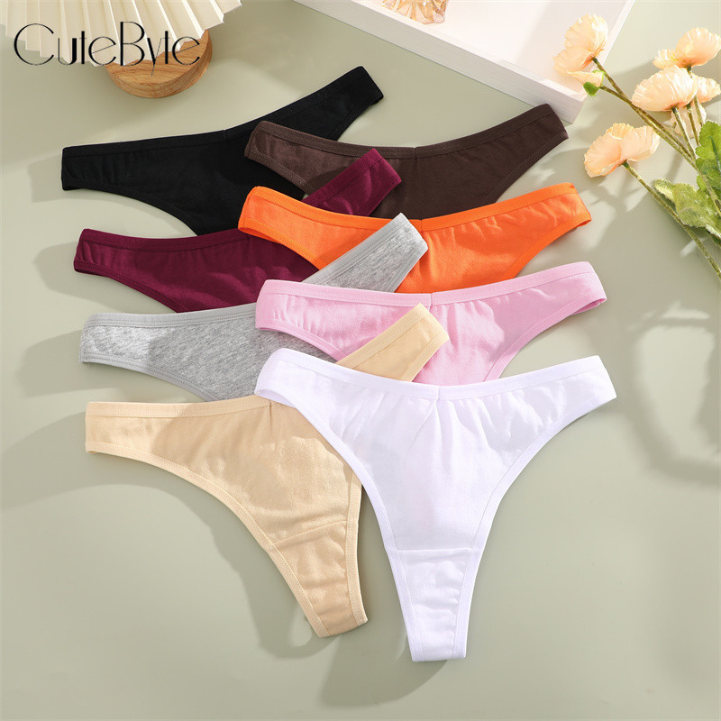 CuteByte 3 Unidades/Conjunto Fio Dental De Algodão Com Cintura V Para Mulheres Calcinha Respirável Lingerie Confortável