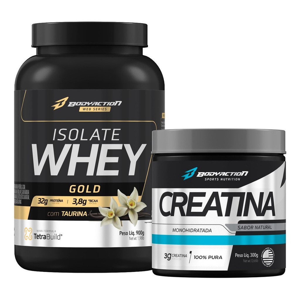 Whey Isolado Isolate Gold 900g + Creatina Monohidratada Pura 300g Bodyaction - Health