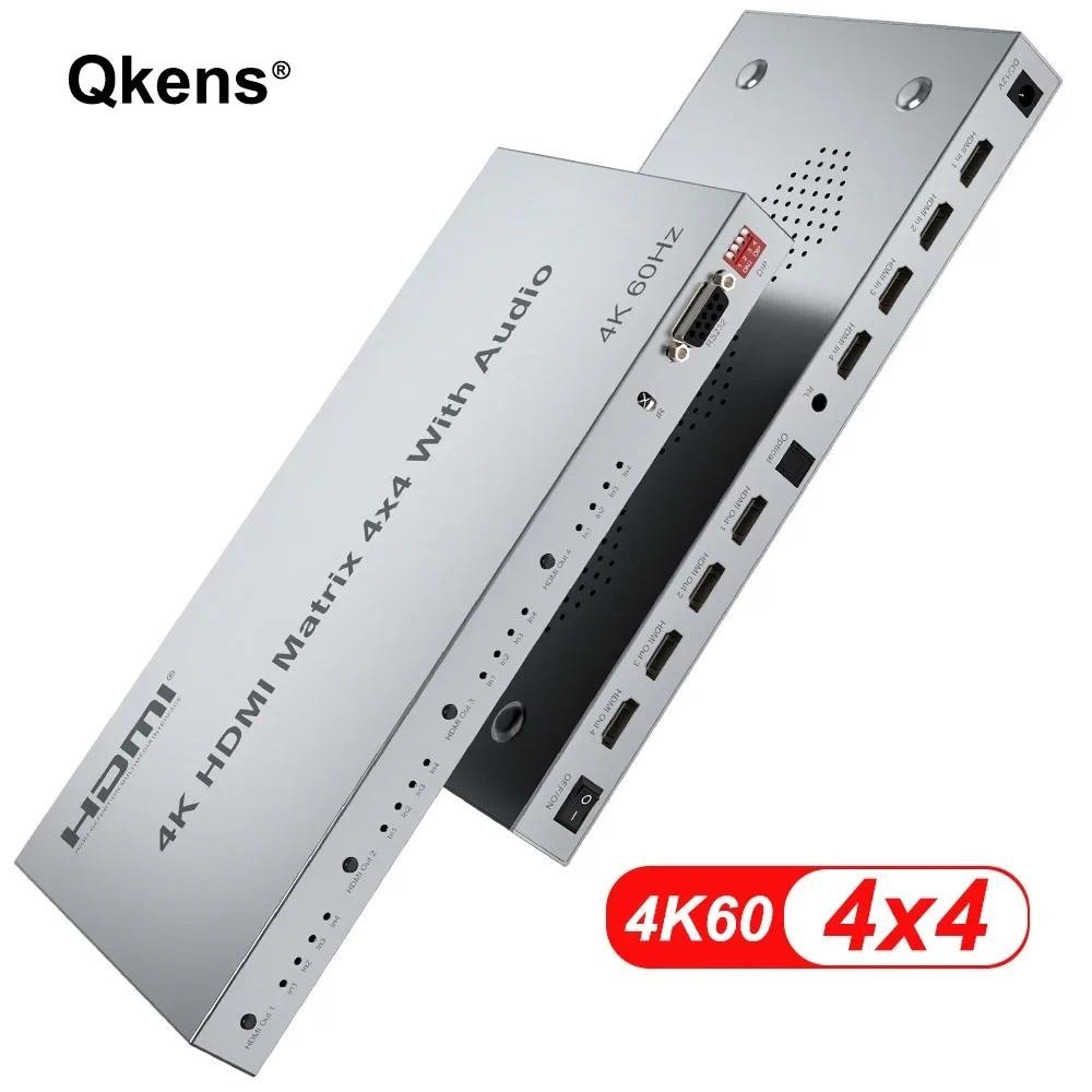 Matriz HDMI 4K 60Hz 4x4 Com Extrator De Áudio HDR 3D 2.0 Divisor De Switcher De Vídeo 4 Em 4 Saídas HDCP2.2 RS232 Interr