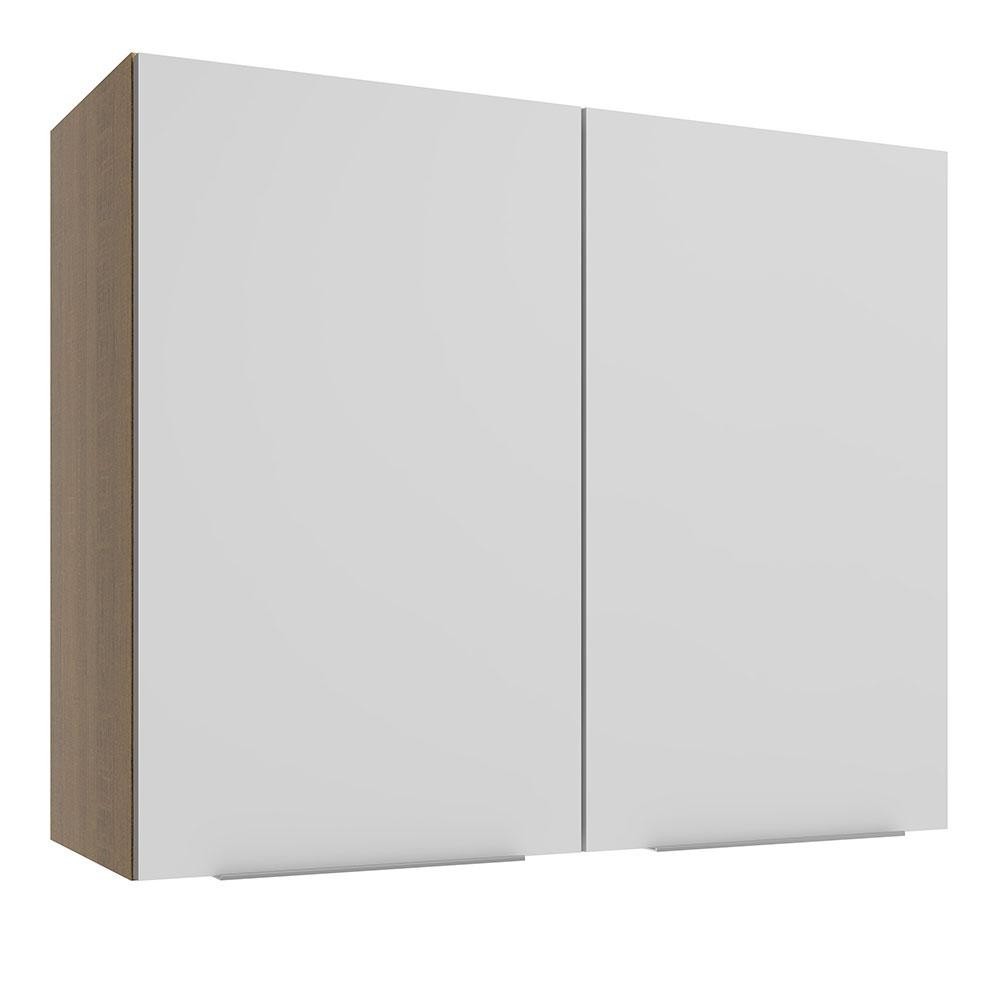 Armário Aéreo Madesa Stella 80 cm 2 Portas - Rustic/Branco - Home & Living