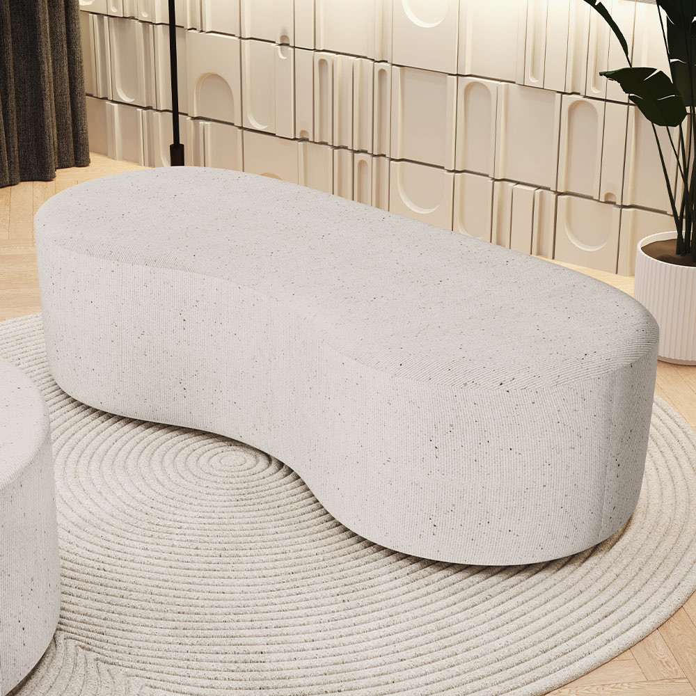 Puff Decorativo Orgânico para Living Quarto 140cm Orbit W01 Linho Cru - Lyam Decor em Oferta na Shopee