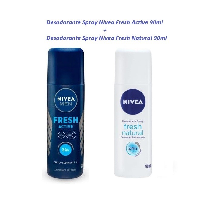 Kit Desodorante Nivea Spray Men Fresh Active 90ml + Fresh Natural 90ml em Oferta na Shopee