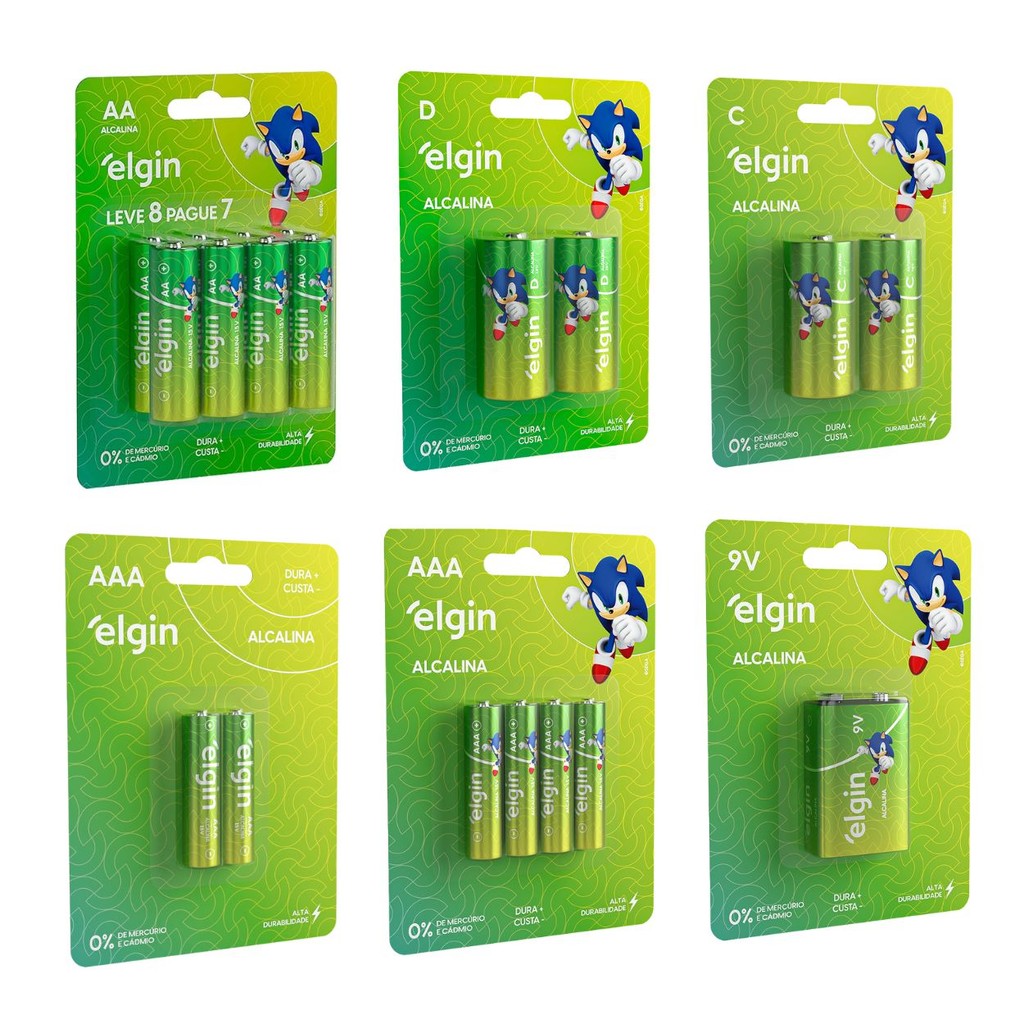 Pilha Alcalina Aa Pequena Aaa Palito 9V Brinquedo Elgin em Oferta na Shopee