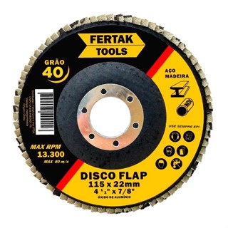 Disco Flap 4.1/2 Grão 40 Fertak Tools em Oferta na Shopee