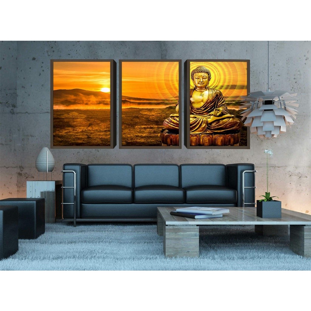Kit Quadros Decorativo BUDA 9 3 peças 20x28 mdf alta qualidade