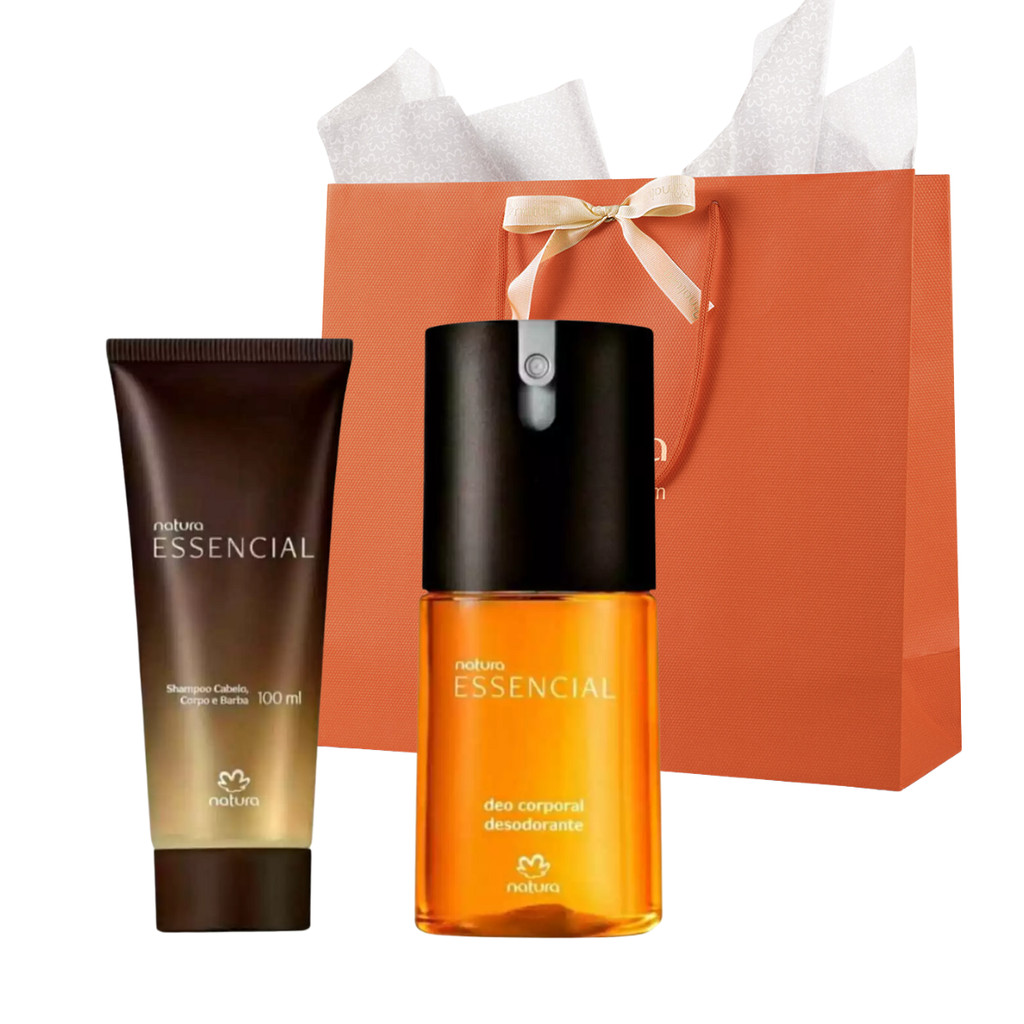 Kit Presente Essencial Masculino Natura Deo Corporal + Shampoo 3 em 1 + Sacola em Oferta na Shopee