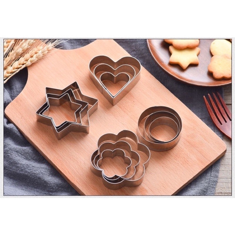 Kit 12 peças Cortador Modelador Forma de Biscoito de aço inoxidável Pasta Americana Bolo Biscuit Bisqui 12 unidades