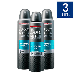 Kit 3X Desodorante Dove Men + Care Cuidado Total Aerosol Antitranspirante em Oferta na Shopee