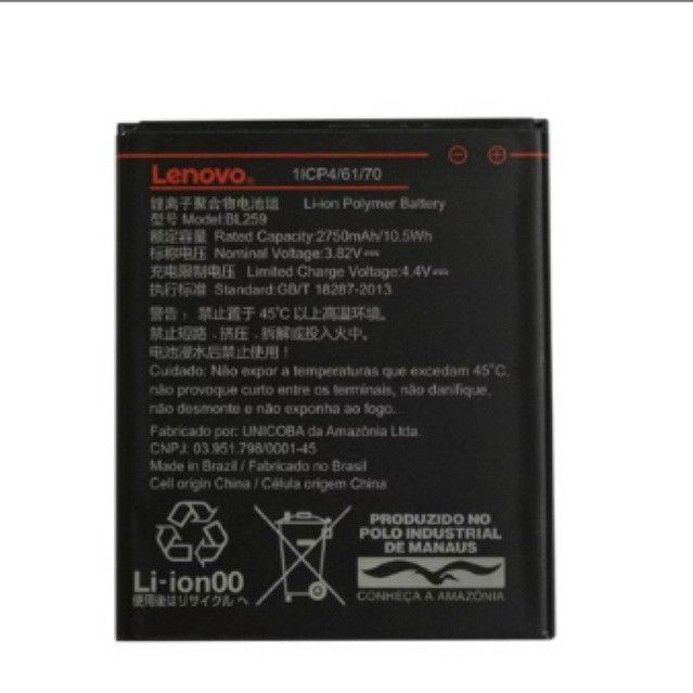 Ba-te-ria Vibe K5 / Vibe C2 Original Lenovo Modelo BL259 + Selo Anatel