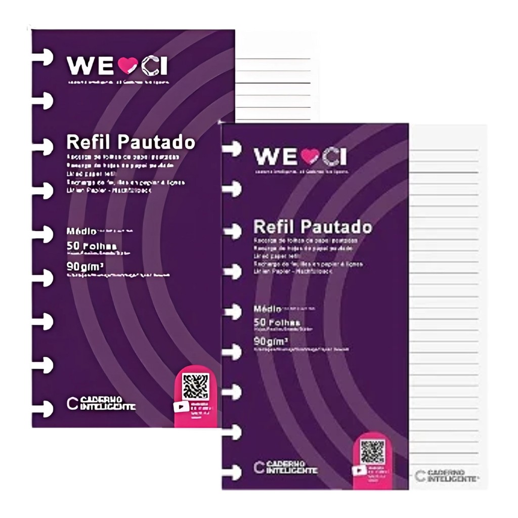 Kit Refil Caderno Inteligente Pautado Grande C/2 em Oferta na Shopee