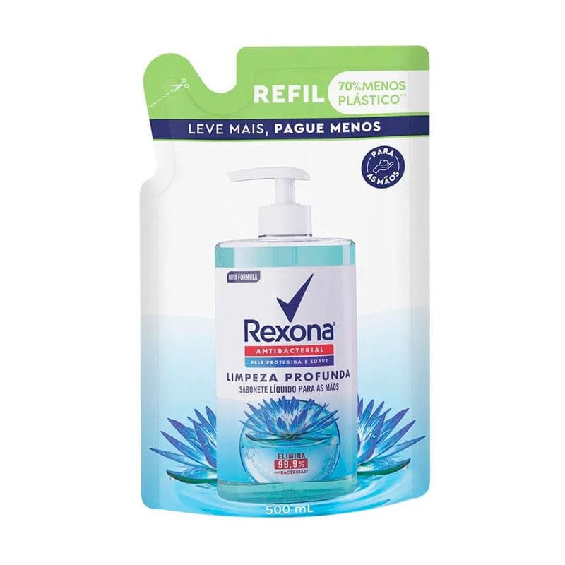 Refil Sabonete Líquido Para Mãos Rexona Antibacterial Limpeza Profunda 500ml em Oferta na Shopee