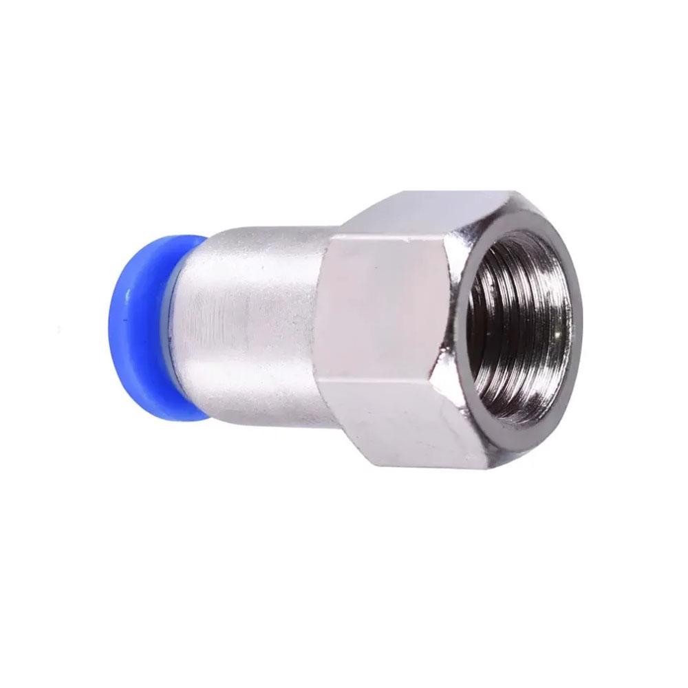 Conexão Pneumática Reta Fêmea Lisa 06mm X 1/4 Polegadas
