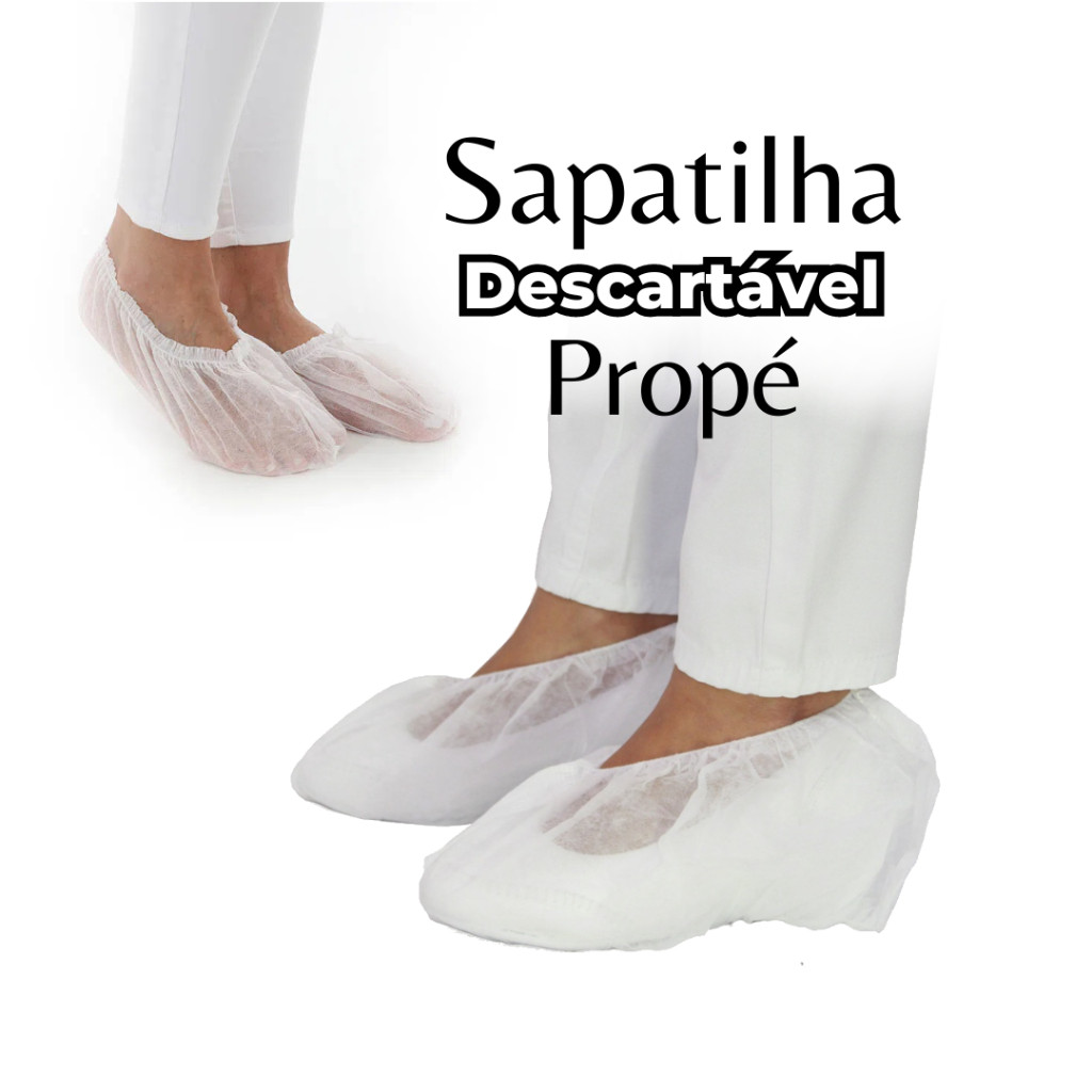 100 Unidades de Sapatilha Descartável Pro Pé em TNT Com Elástico Gramatura 20