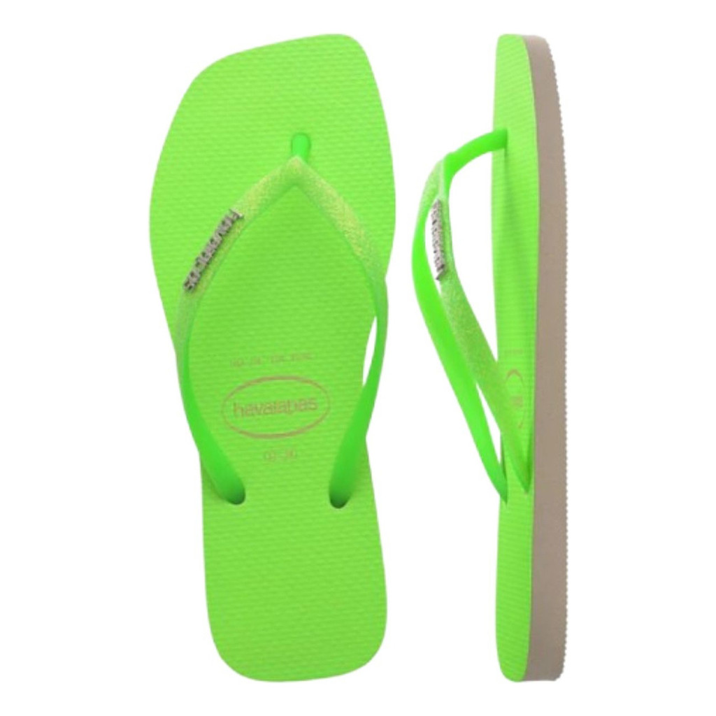 Nova Havaianas Feminina Quadrada Slim Square Glitter Neon Original. Lançamento Chinelo Feminino