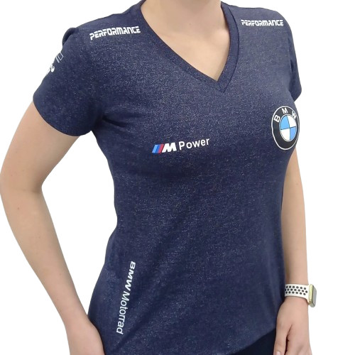 Camisa Baby Look Feminina BMW Motorrad Azul Mescla - ALL 451