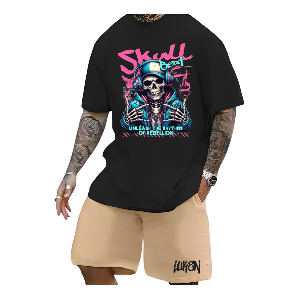 Conjunto Masculino Skull Bermuda Masculina Moletom