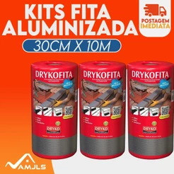Fita Adesiva De Manta asfáltica adesiva Aluminizada Dryko - 30cm x 10m - DRYKOFITA