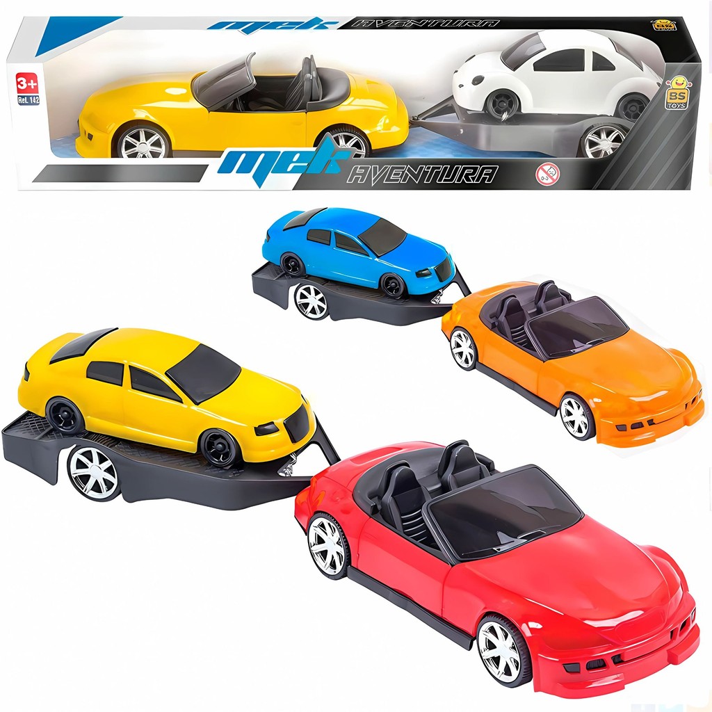 Kit Carrinho Conversível Com Carretinha Carreta Reboque 3 Peças - Bs toys